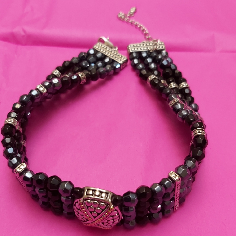 Vintage Two-Toned Égyptien Necklace with Real Pearls